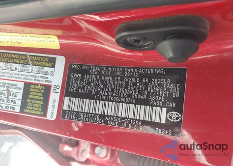 2012 Toyota Camry Se Limited Edition from USA, damaged, VIN 4T1BF1FK0CU609748